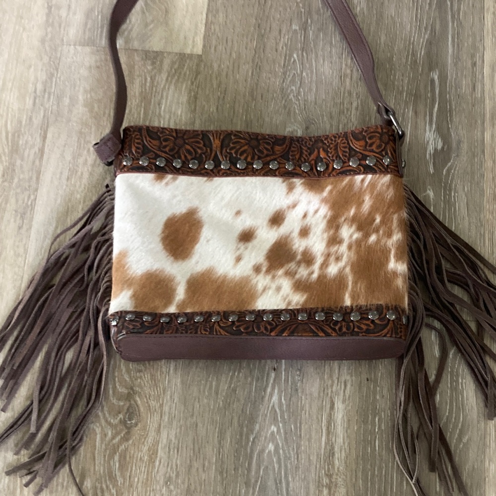 Trinity Ranch Cowhide Leather Crossbody Western Purse